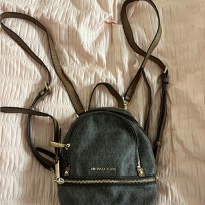 Michael Kors Dark Brown Mini Backpack with Gold Hardware